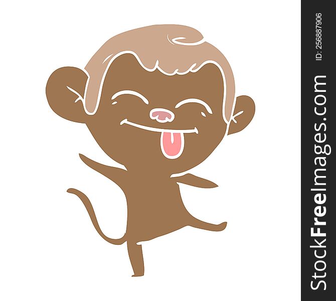 Funny Flat Color Style Cartoon Monkey Dancing