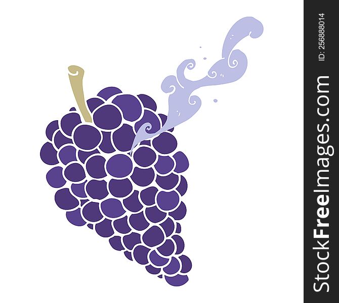 Flat Color Illustration Of A Cartoon Grapes