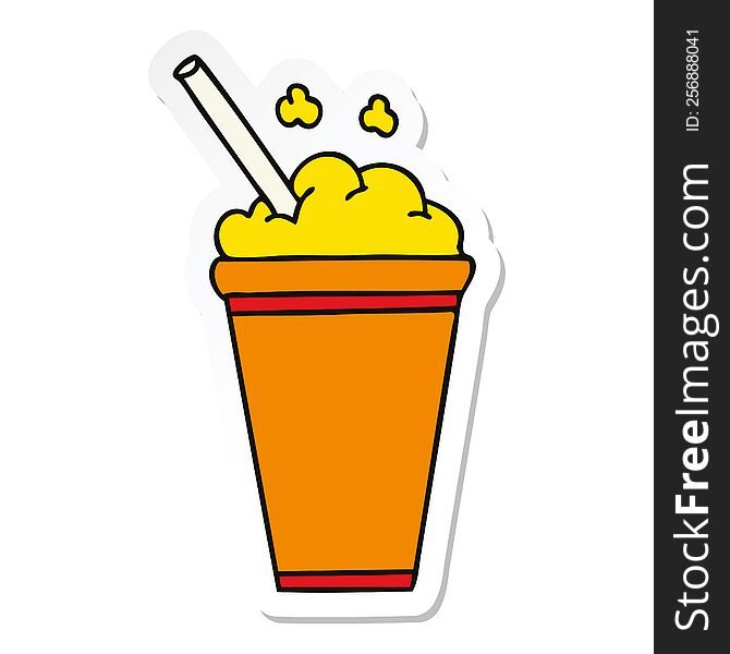 sticker of a quirky hand drawn cartoon iced drink