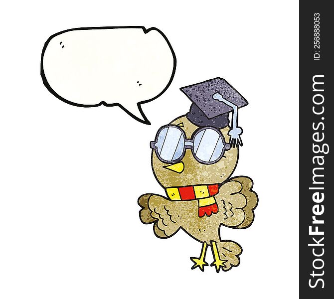 Cute Texture Speech Bubble Cartoon Well Educated Bird