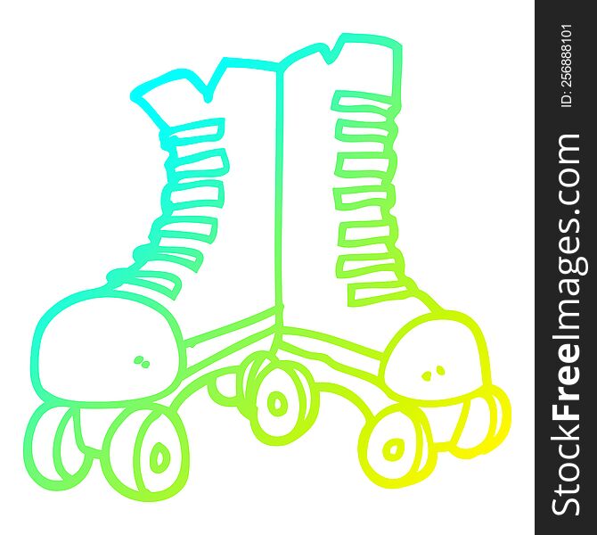 Cold Gradient Line Drawing Cartoon Roller Boots