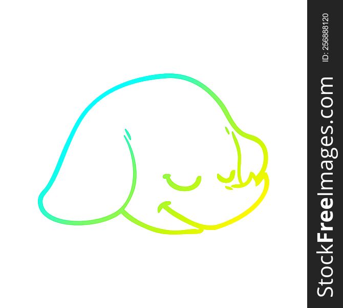 cold gradient line drawing of a cartoon elephant face