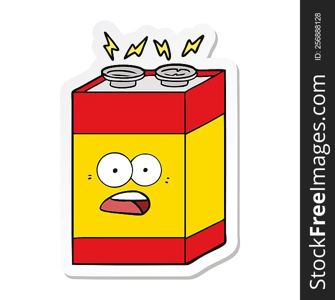 sticker of a cartoon shocked battery