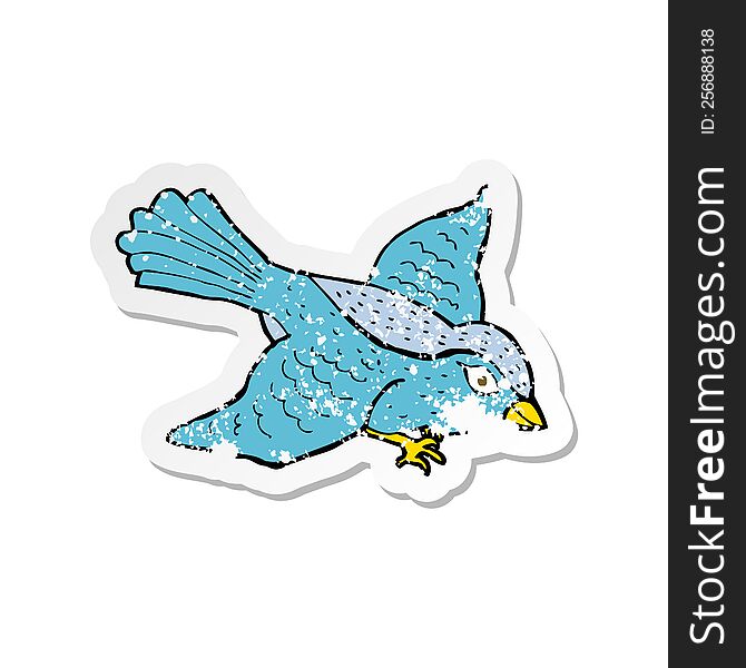 retro distressed sticker of a cartoon flying bird