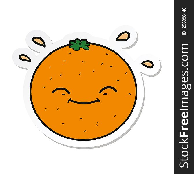 sticker of a cartoon orange