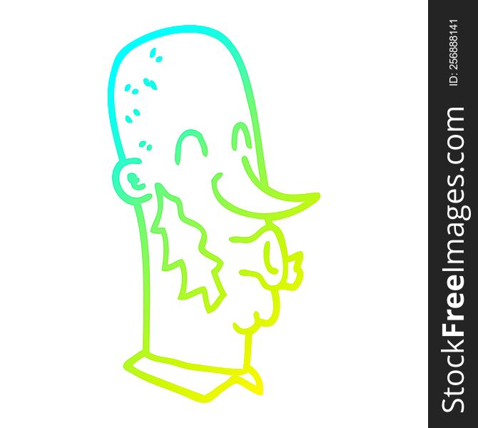 Cold Gradient Line Drawing Cartoon Man With Side Burns