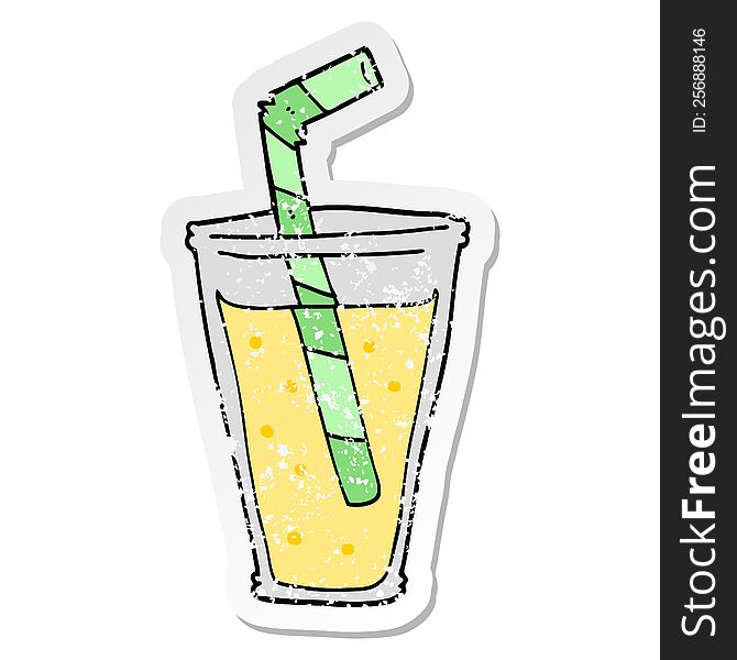 distressed sticker of a cartoon fizzy drink
