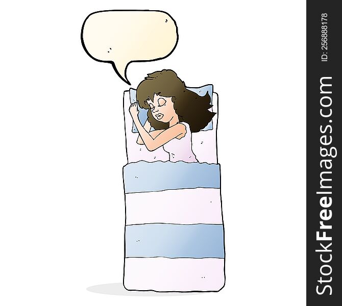 cartoon sleeping woman with speech bubble