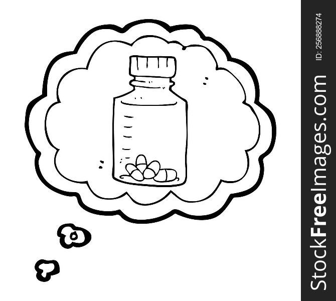 Thought Bubble Cartoon Jar Of Pills