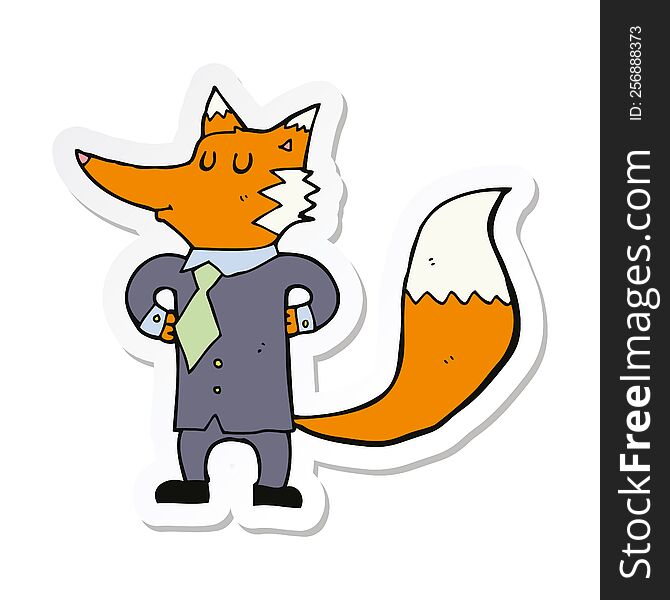 Sticker Of A Cartoon Fox Businessman