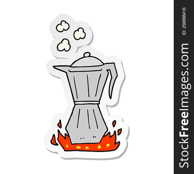 sticker of a cartoon stovetop espresso maker