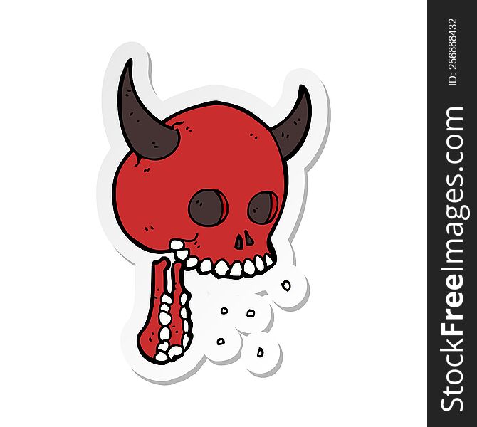 sticker of a cartoon spooky skull