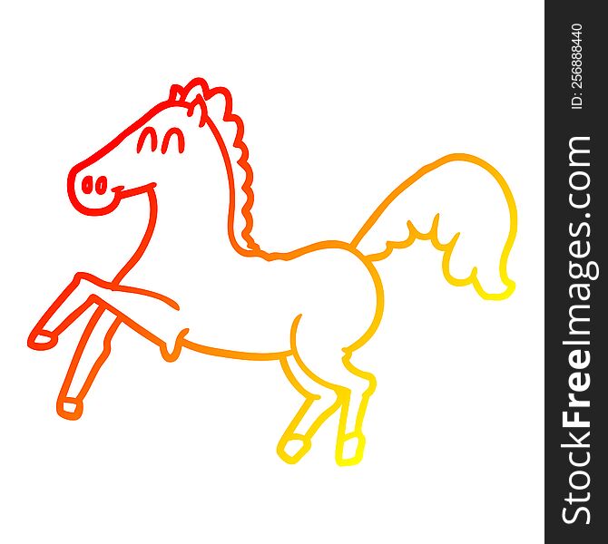Warm Gradient Line Drawing Cartoon Horse Rearing Up