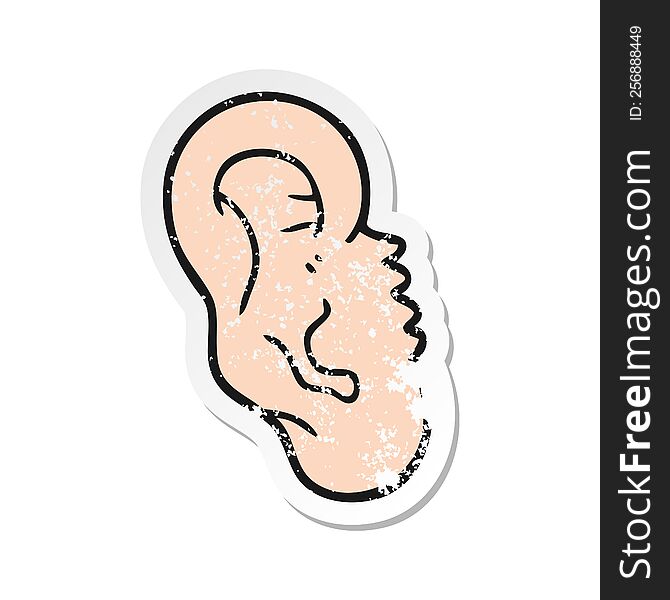 retro distressed sticker of a cartoon human ear