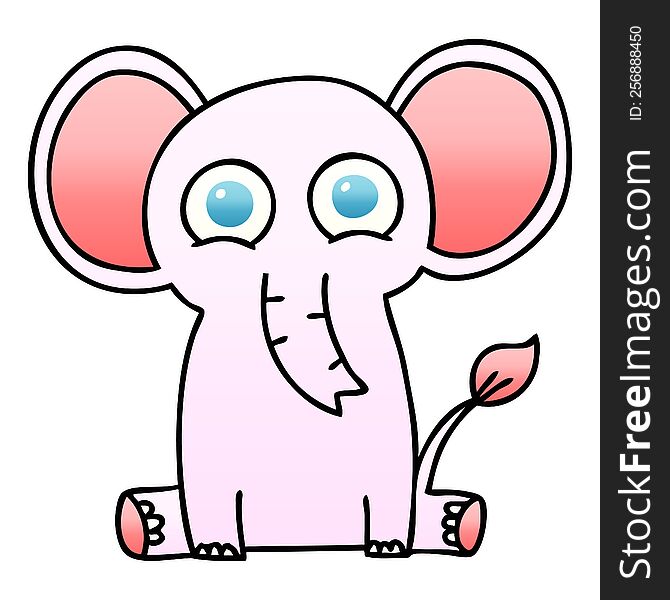 Quirky Gradient Shaded Cartoon Elephant