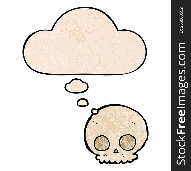 cartoon skull with thought bubble in grunge texture style. cartoon skull with thought bubble in grunge texture style