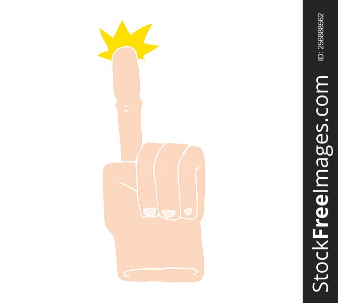 Flat Color Illustration Of A Cartoon Pointing Hand