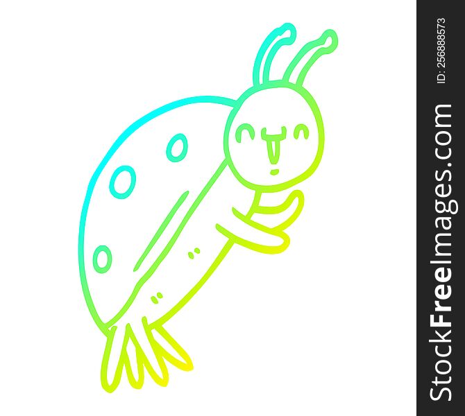 Cold Gradient Line Drawing Cute Cartoon Ladybug