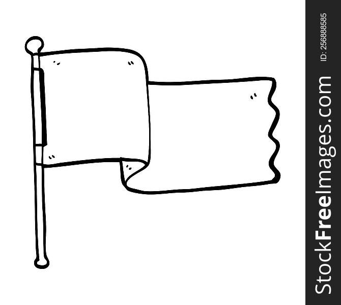 Line Drawing Cartoon White Flag Waving