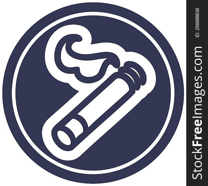 lit cigarette circular icon symbol