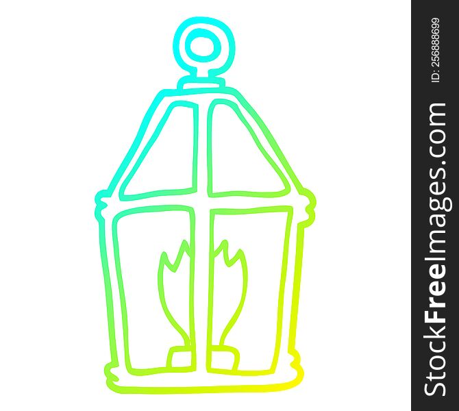 cold gradient line drawing of a cartoon lantern