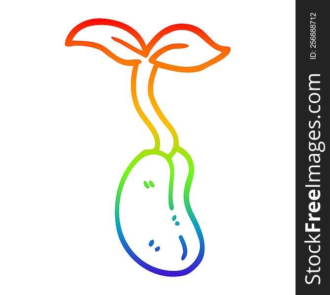 rainbow gradient line drawing of a cartoon seedling