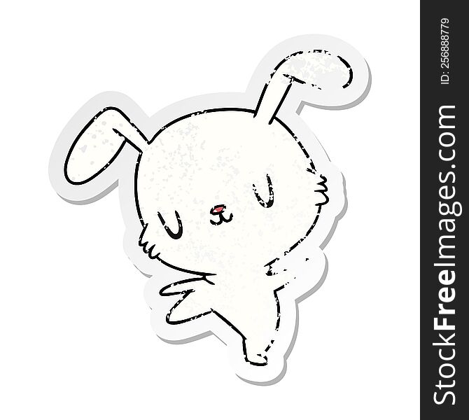 Distressed Sticker Cartoon Kawaii Cute Furry Bunny