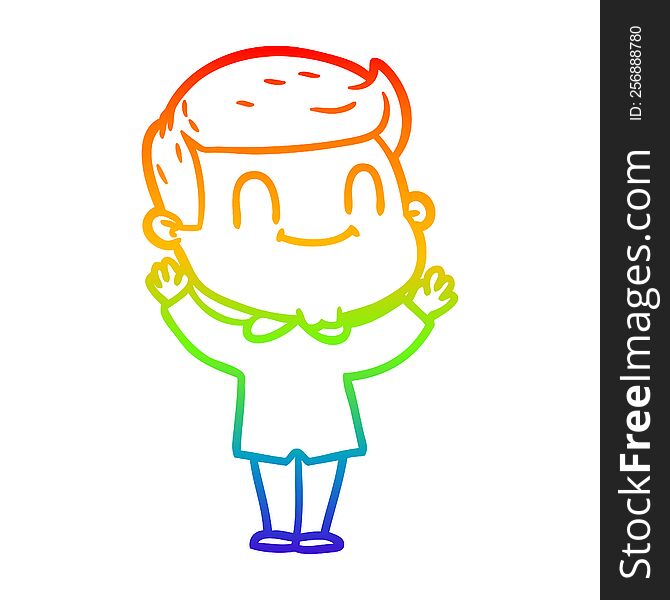 Rainbow Gradient Line Drawing Cartoon Friendly Man