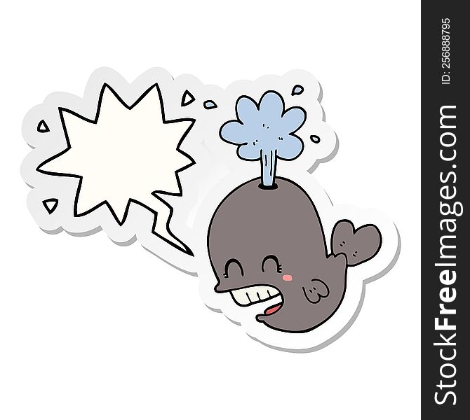 cartoon spouting whale and speech bubble sticker