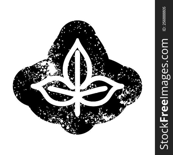 natural leaf distressed icon symbol