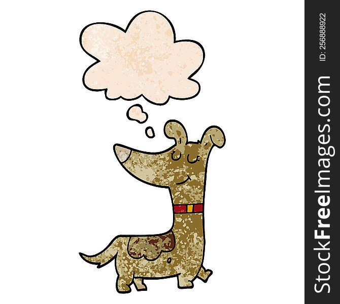 cartoon dog with thought bubble in grunge texture style. cartoon dog with thought bubble in grunge texture style