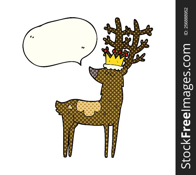 freehand drawn comic book speech bubble cartoon stag king