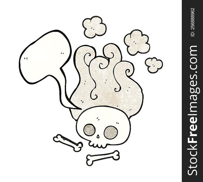 freehand speech bubble textured cartoon skull and bones
