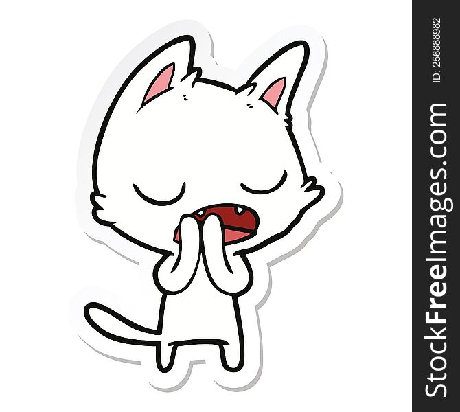 sticker of a talking cat cartoon
