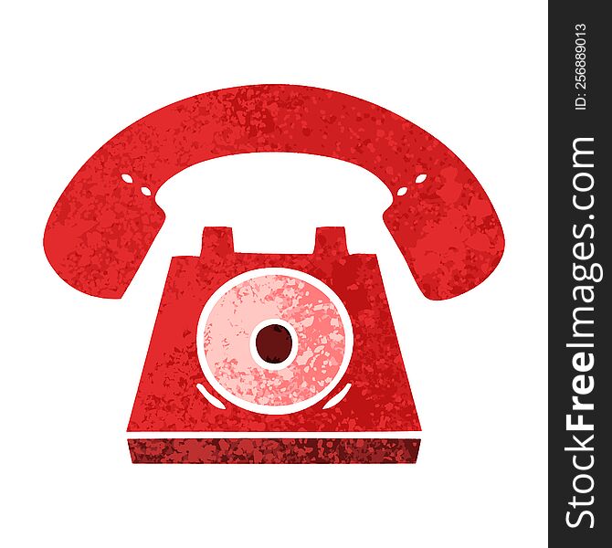 retro illustration style cartoon of a red telephone