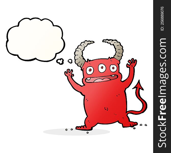 Cartoon Little Devil With Thought Bubble