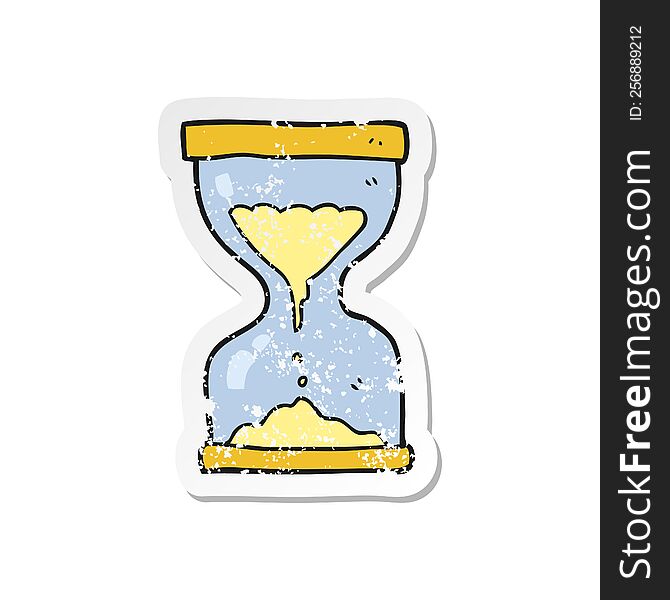 retro distressed sticker of a cartoon sand timer hourglass