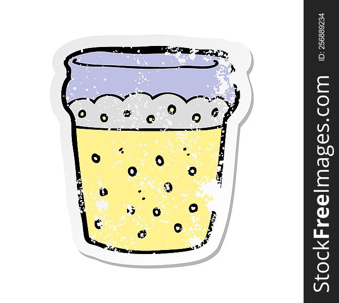 retro distressed sticker of a cartoon glass of beer