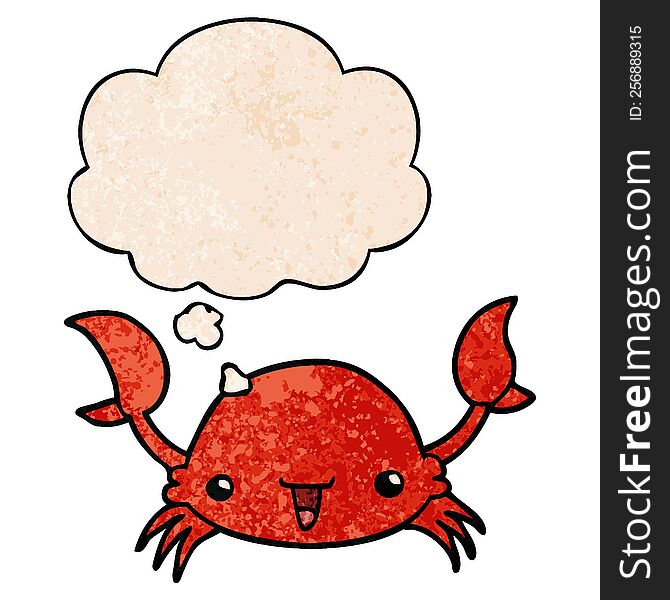 cartoon crab with thought bubble in grunge texture style. cartoon crab with thought bubble in grunge texture style