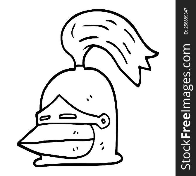 Line Drawing Cartoon Knight Helmet