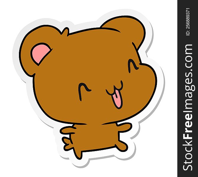 Sticker Cartoon Kawaii Cute Happy Bear