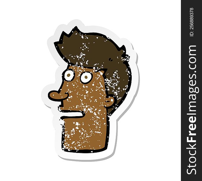 Retro Distressed Sticker Of A Cartoon Shocked Male Face