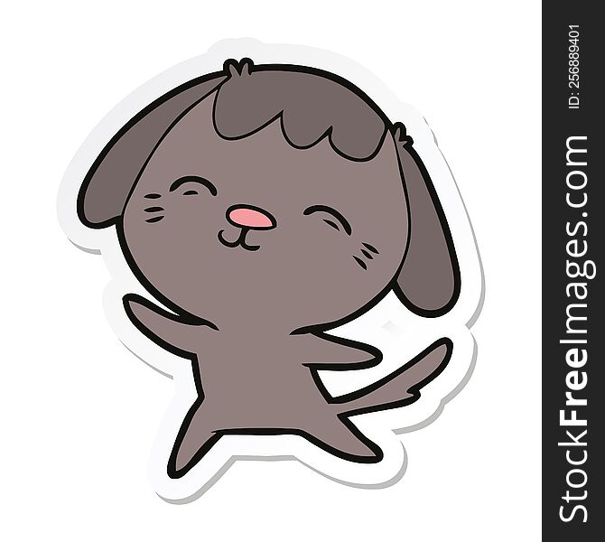 sticker of a happy cartoon dog