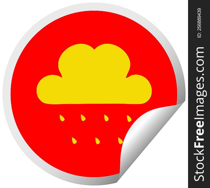 Circular Peeling Sticker Cartoon Rain Cloud
