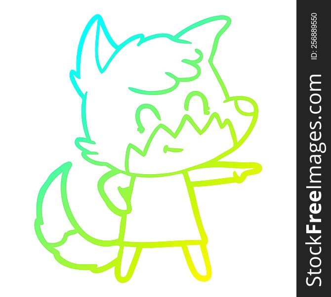 Cold Gradient Line Drawing Cartoon Happy Fox