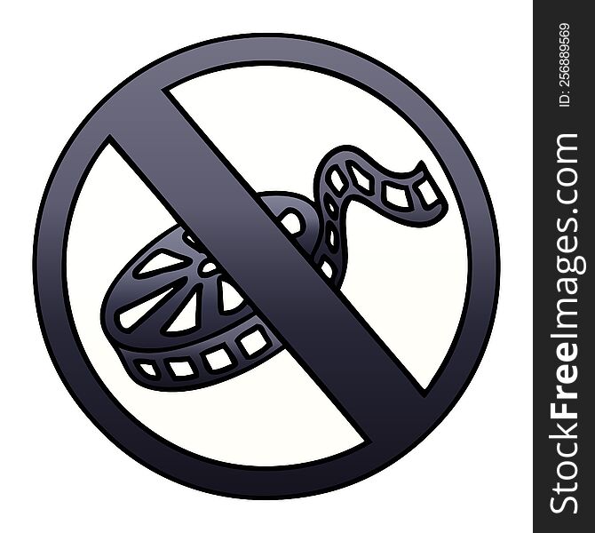 gradient shaded cartoon of a no movies sign