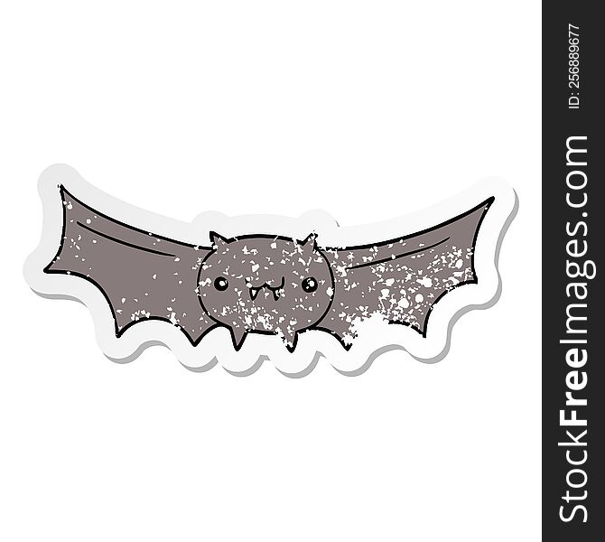 Distressed Sticker Of A Cartoon Vampire Bat