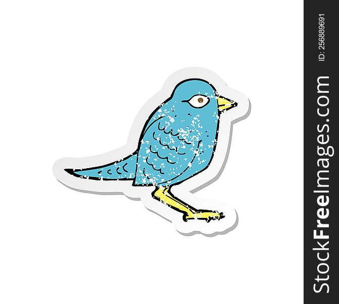 Retro Distressed Sticker Of A Cartoon Garden Bird