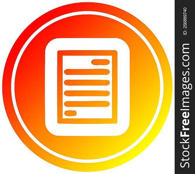 official document circular icon with warm gradient finish. official document circular icon with warm gradient finish