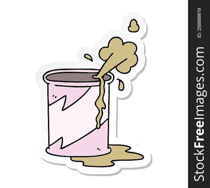 sticker of a quirky hand drawn cartoon exploding soda can